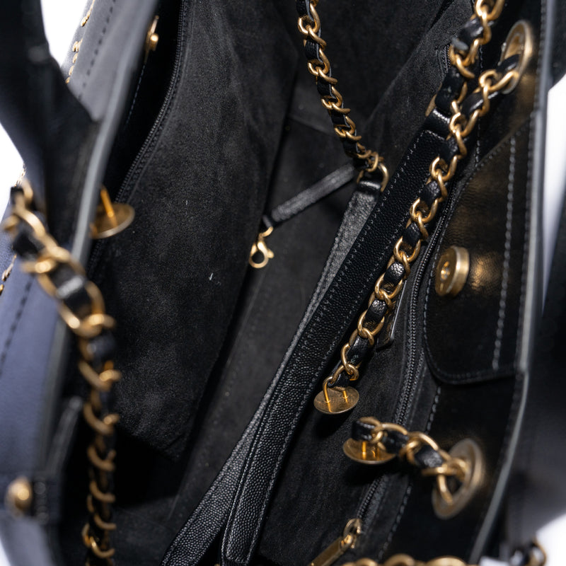 Deauville Small Studded Black Caviar Leather Tote Bag Seri 26 GHW - L'UXE LINK
