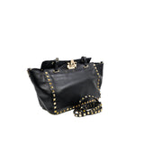 thumbnail small rockstud trapeze in black grained calfskin ghw