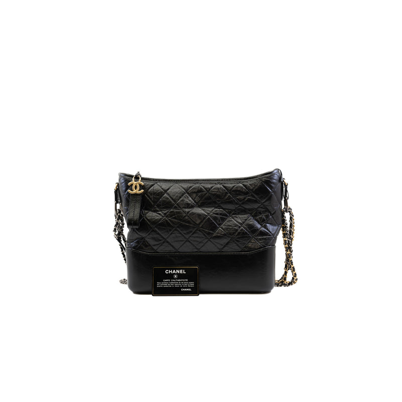 Medium Gabrielle Black In Aged Calfskin Hobo Bag Multicolor Hardware Seri 28 - L'UXE LINK