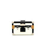 thumbnail Petite malle in calfskin black/ brown/ white PHW