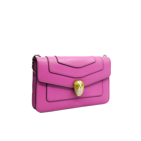 Serpenti Forever East-West Small Shoulder Bag In Hot Pink Calf Leather PHW