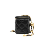 thumbnail long vanity case with crush in lambskin black #CJCAXXXX