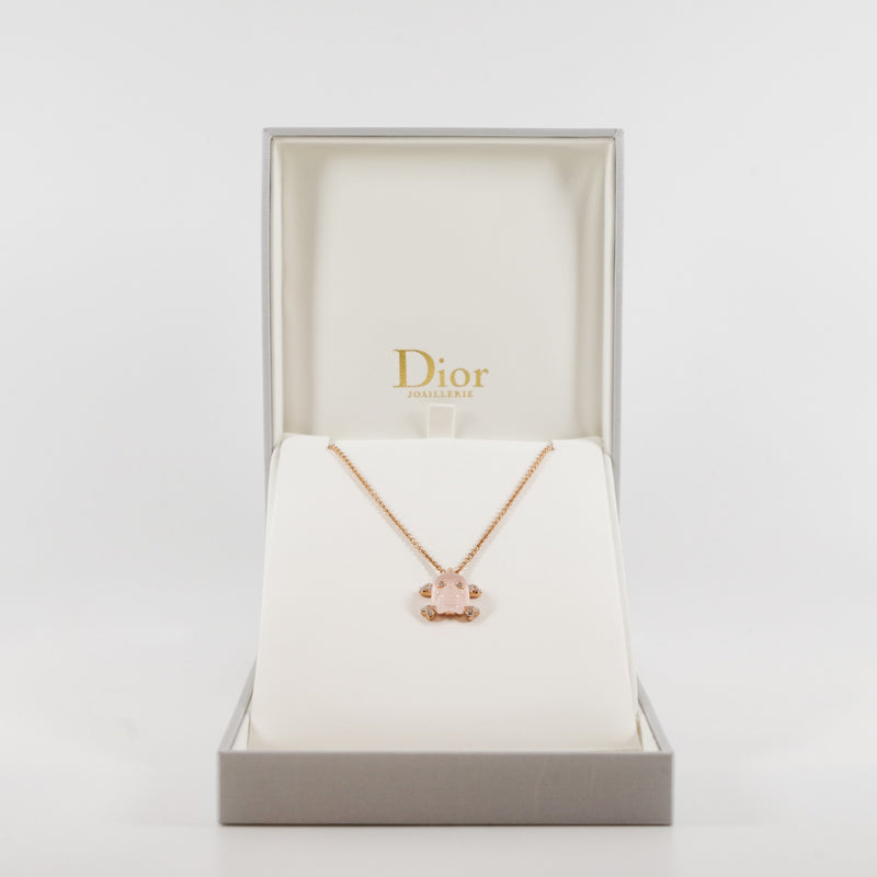 Tête De Mort Necklace In Rose Gold/Diamond/Pink Quartz - L'UXE LINK