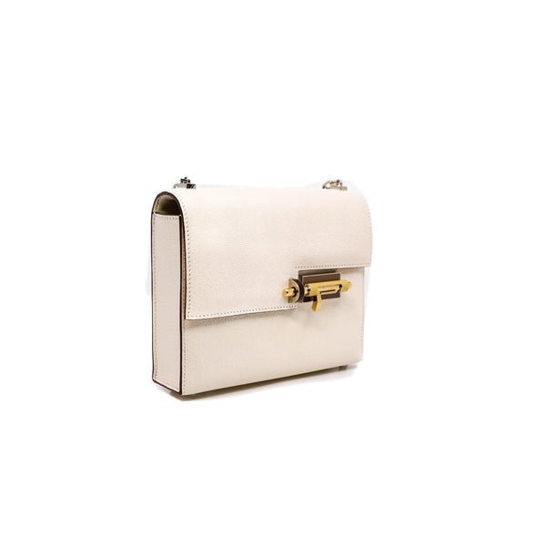Verrou mini in white goat with enamel buckle PHW stamp Z