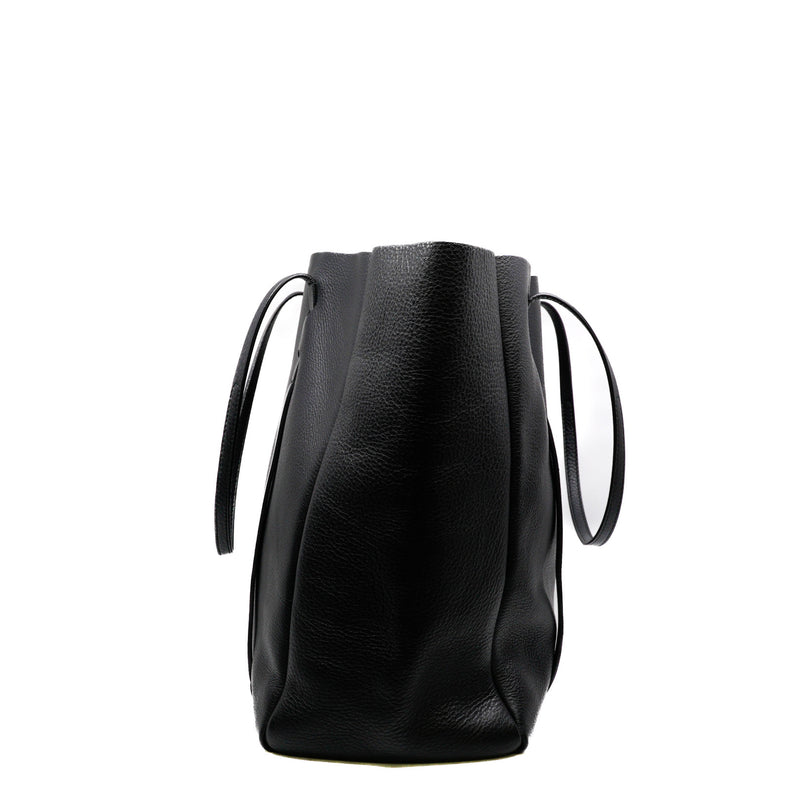 Everyday Black Calfskin Tote Bag M - L'UXE LINK