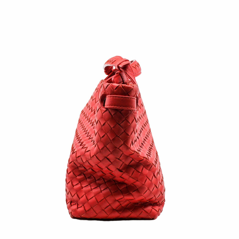 Bella Tote Intrecciato Nappa small Leather orange red  Gun Metal - L'UXE LINK