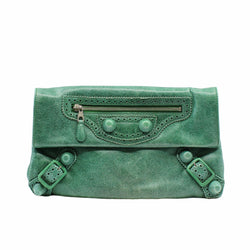 clutch leather green phw - L'UXE LINK