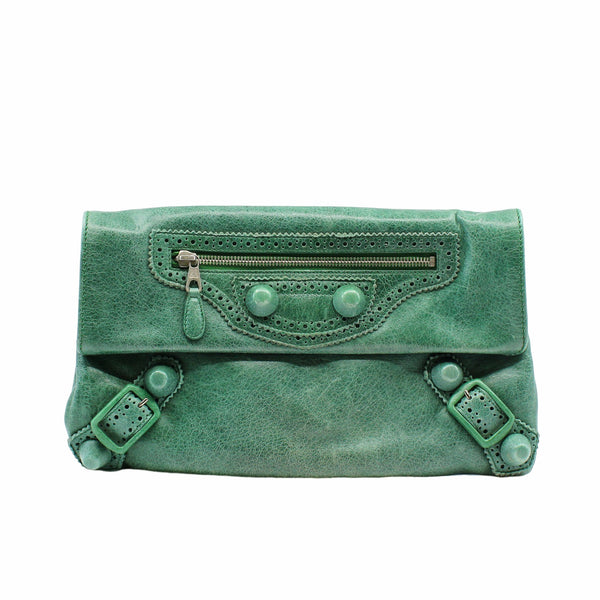 clutch leather green phw - L'UXE LINK