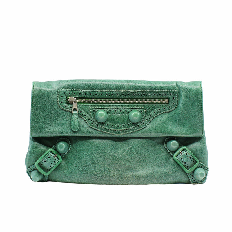 clutch leather green phw