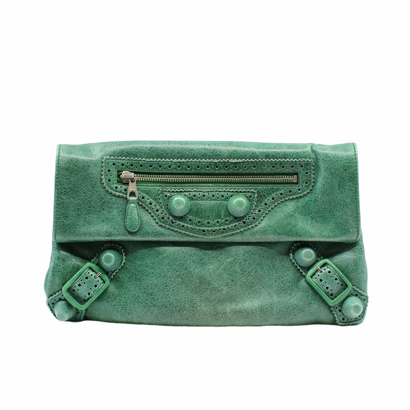 clutch leather green phw - L'UXE LINK