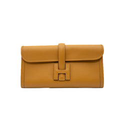 jige clutch in swift brown/lime y stamp