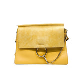 thumbnail Faye medium in leather suede yellow ghw