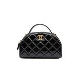 thumbnail top handle bowling bag in black shiny calfskin ghw #G8GTXXXX