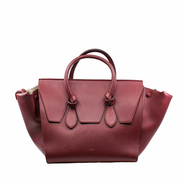 Tie Knot Taille Moyenne Cuir Tote Bag red