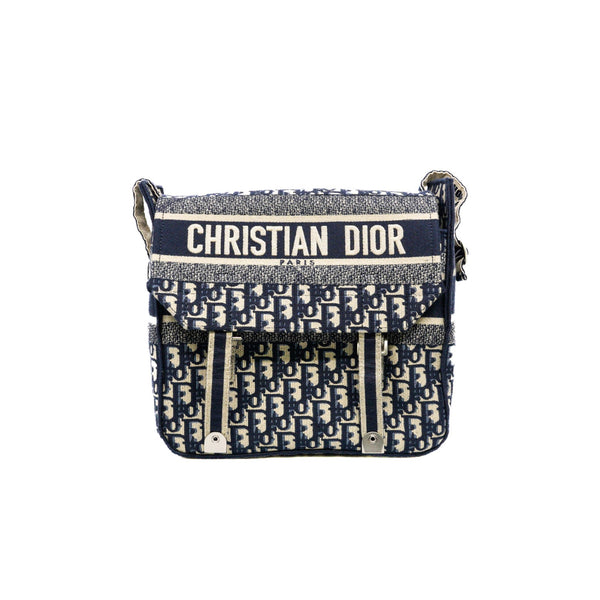 Medium Diorcamp Bag Blue Dior Oblique Embroidery