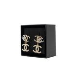 thumbnail triple cc logo in pearly diamond white earrings ghw