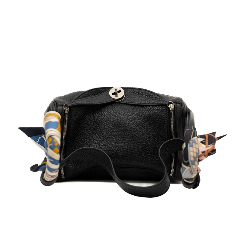 lindy 26 in tc leather black phw Y stamp with free twilly