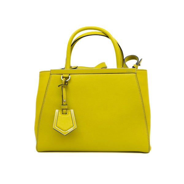 Saffiano Yellow Leather Petite Sac 2jours Elite Handbag With Strap - L'UXE LINK