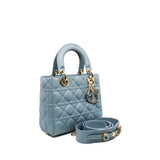 thumbnail small lady dior in grey blue lambskin #23 light ghw