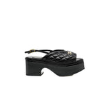 thumbnail quilted cc platform sandals in black lambskin/patent #38