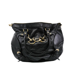 tote in leather black - L'UXE LINK