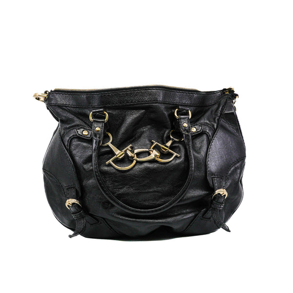 tote in leather black - L'UXE LINK