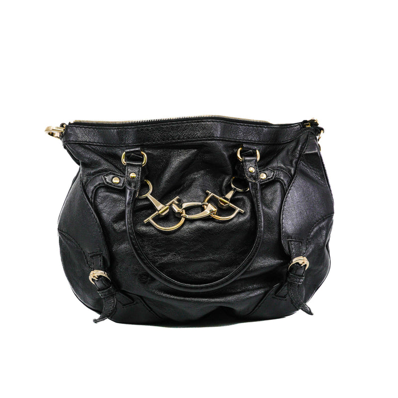 tote in leather black - L'UXE LINK