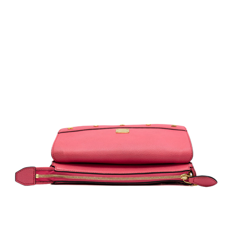 Studded Flap Shoulder Bag  Leather Pink GHW - L'UXE LINK