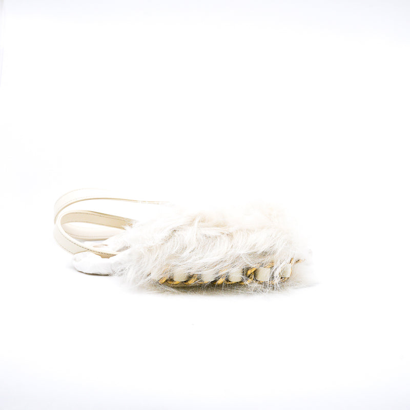 White Shearling And Lambskin Flap Bag GHW - L'UXE LINK