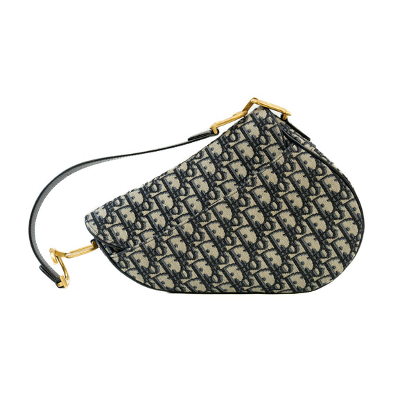 medium saddle bag in Blue Dior Oblique Jacquard ghw  2020
