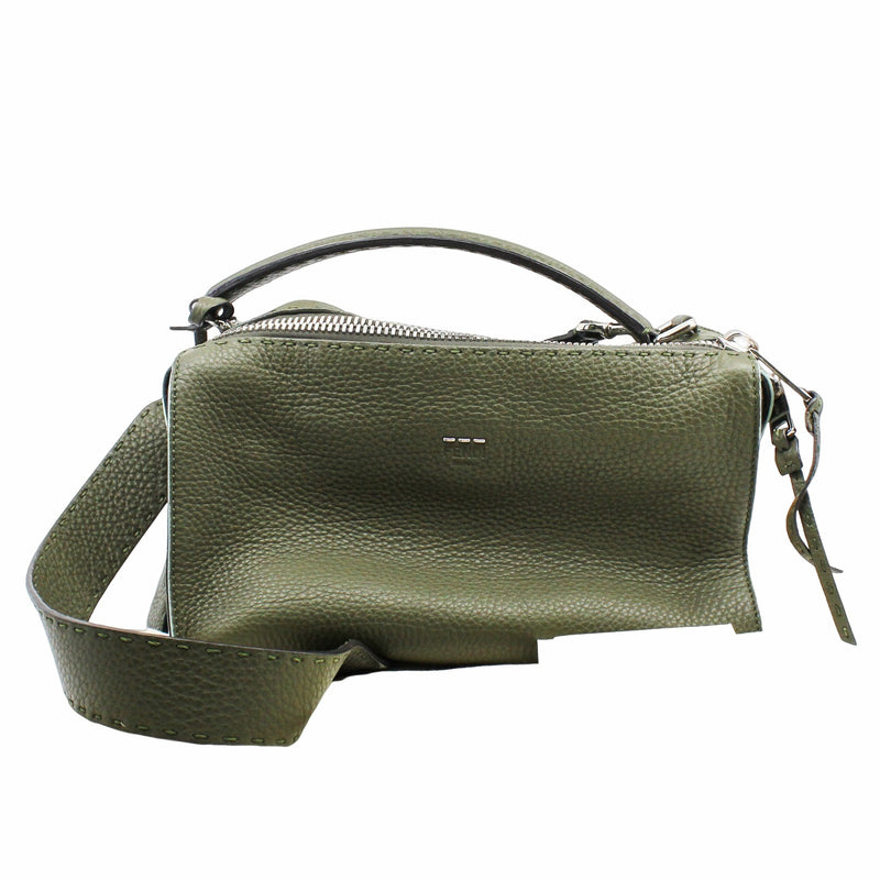 fendi lei boston bag medium  leather grey green phw - L'UXE LINK