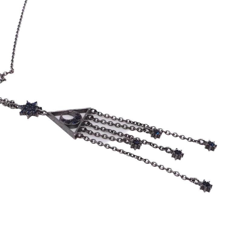 Extra Long Pewter Celestial Astrology Lariat Necklace