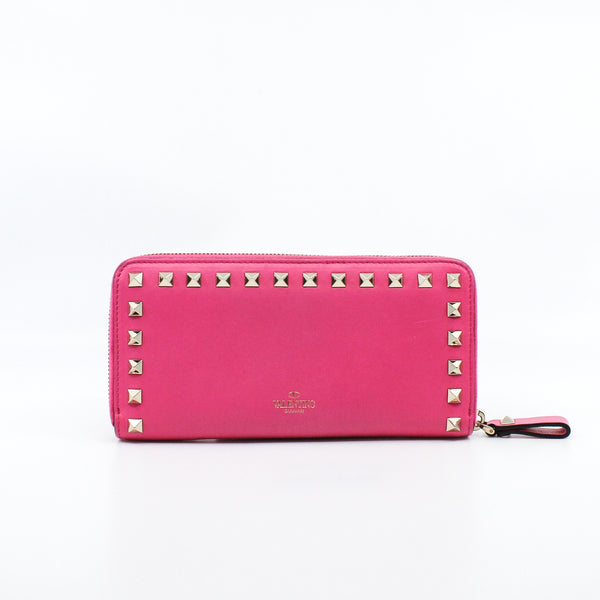 zippy long wallet pink mix gold studs