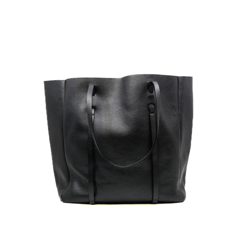 Everyday Black Calfskin Tote Bag M - L'UXE LINK