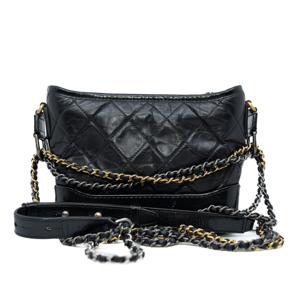 Quilted Small Gabrielle Hobo Black Calfskin Mixed Hardware Seri 25 - L'UXE LINK