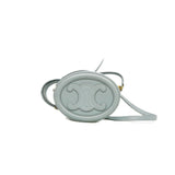 thumbnail cuir triomphe oval crossbody bag in light blue leather ghw