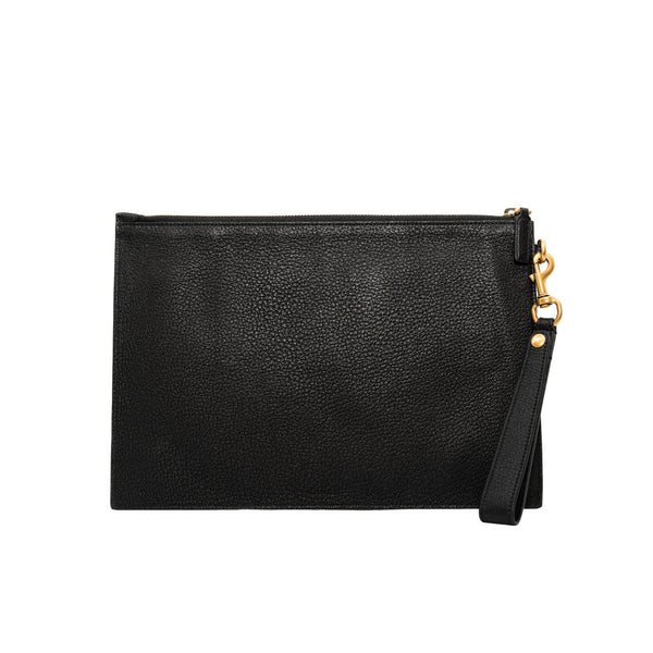 zippy clutch black calf skin