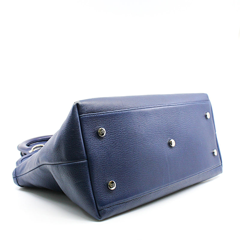 Medium Granville In Blue Calfskin Leather Handbag PHW With Strap - L'UXE LINK