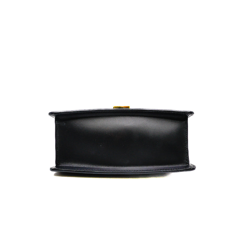 Mini Sylvie Black Leather Top Handle Bag Ghw with Strap - L'UXE LINK