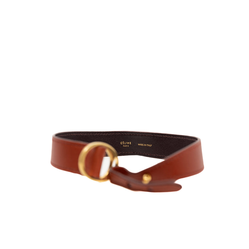 oval bracelet in leather red ghw - L'UXE LINK