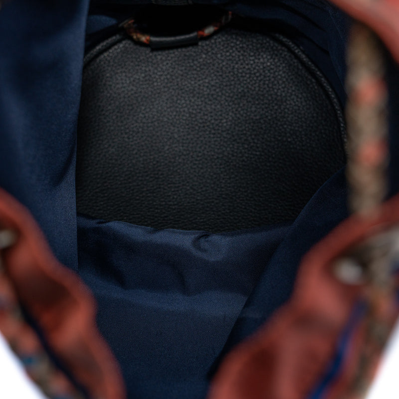 Sac Soie Cool 22 Drawstring Silk Backpack Bucket Bag Square Q Stamp