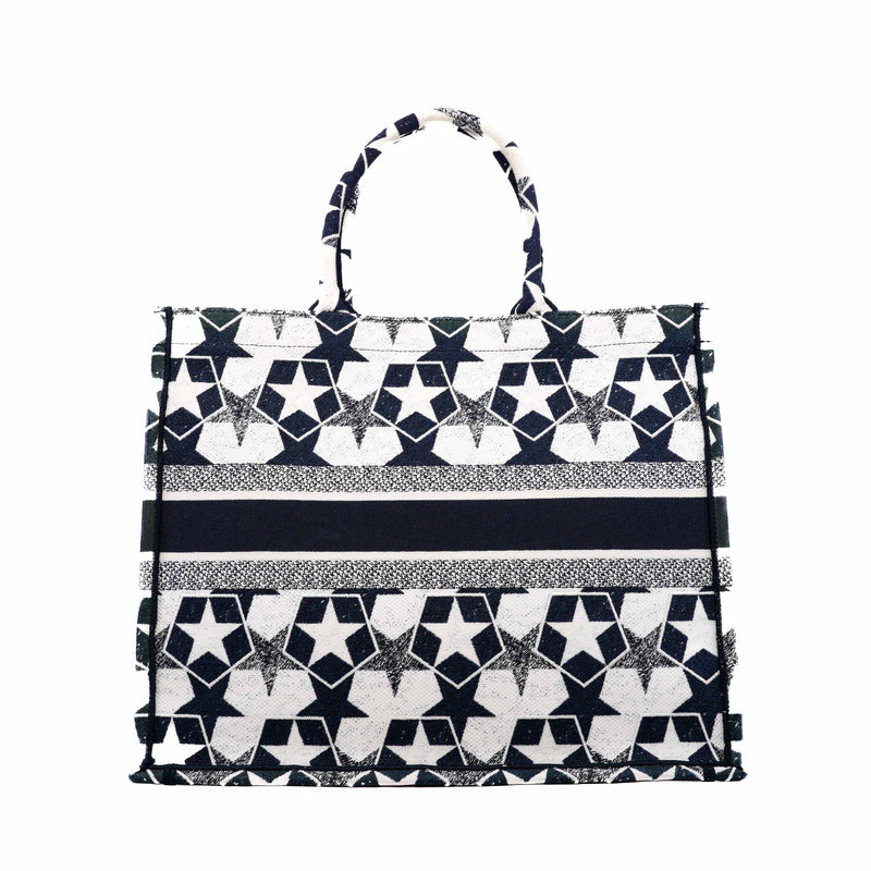 Large Dior Book Tote Blue White Dior toile Embroidery 2021 - L'UXE LINK