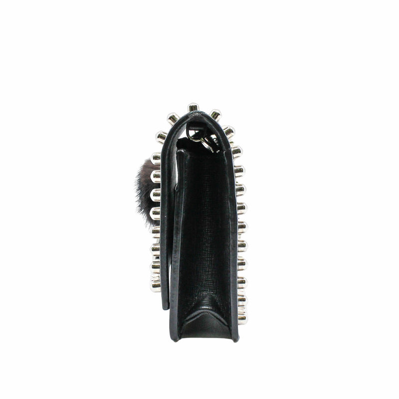 Karlito Wallet On Chain Bag Leather With Fur Black  PHW