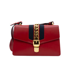 medium Sylvie in leather red ghw 2015 missing fabric strap