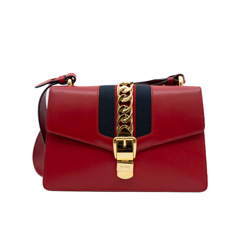 medium Sylvie in leather red ghw 2015 missing fabric strap