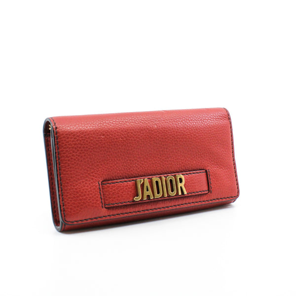 J’Adior Croisiere In Red Calfskin Leather Chain Wallet GHW - L'UXE LINK