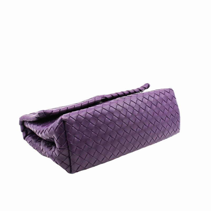 shoulder flap bag leather purple