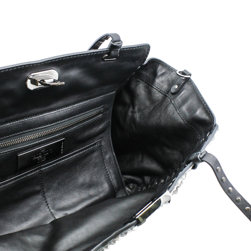 Studded Rockstud Tote Black - L'UXE LINK