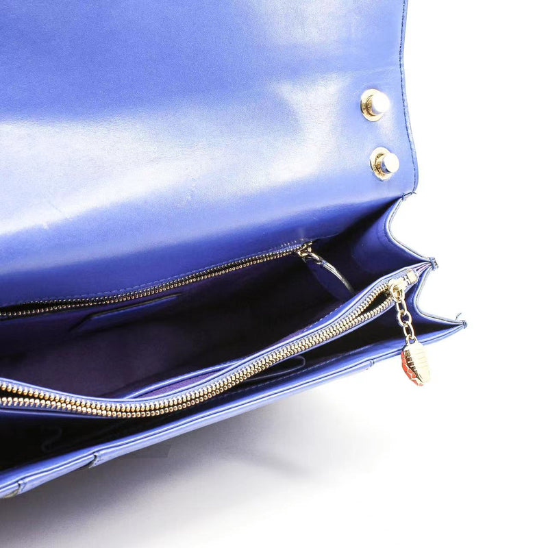 serpenti forever bag large blue with red purple eyes buckle ghw