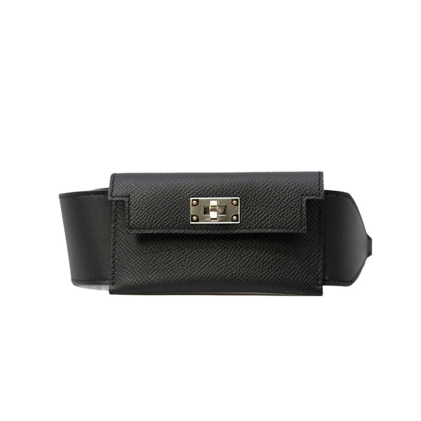 Kelly Pocket Bag Strap In Black Swift/Epsom Calfskin Leather 50mm PHW - L'UXE LINK